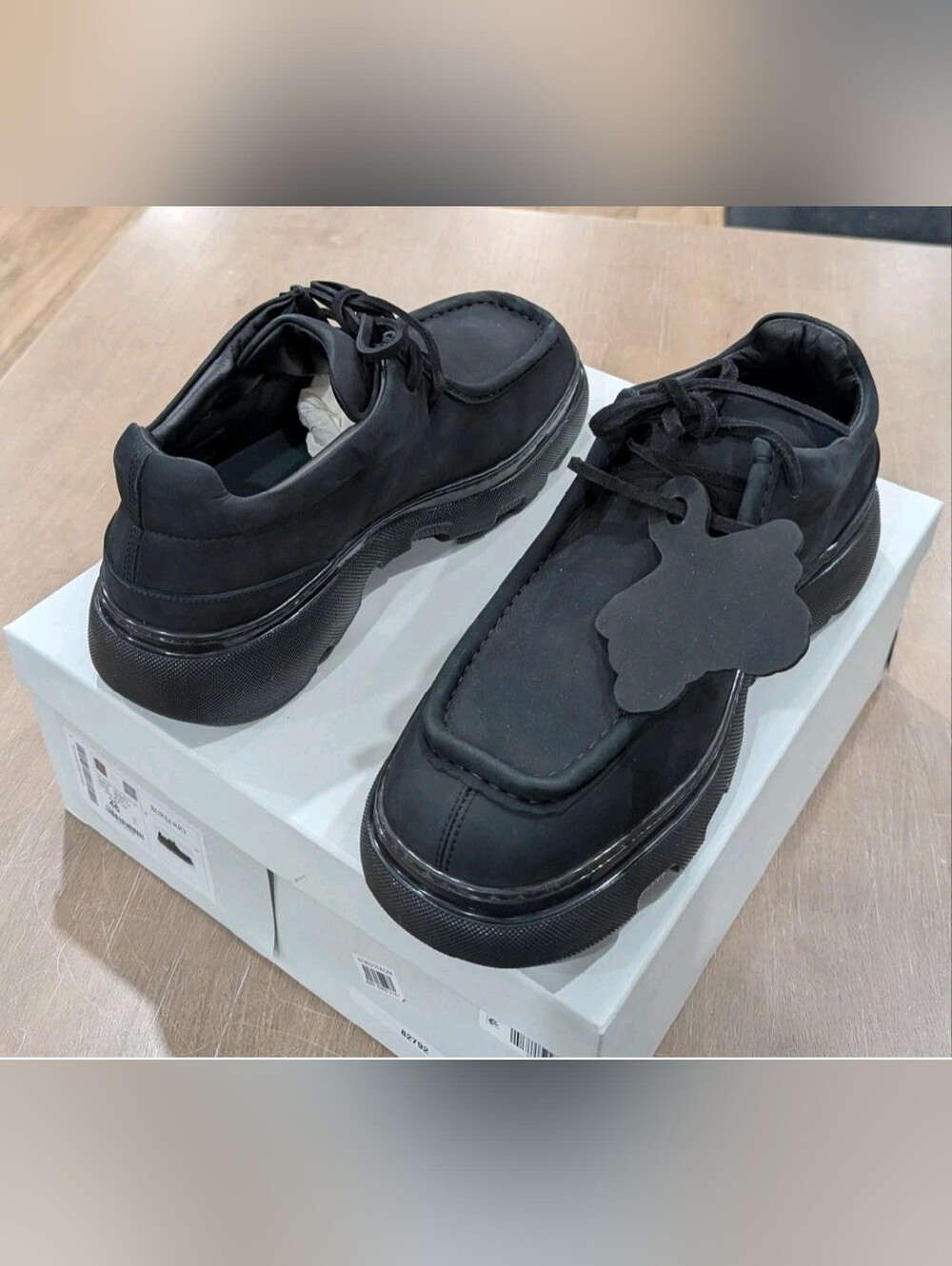$1090 Mens Burberry Suede Platform Creeper Derby Shoes Black 46 US 13